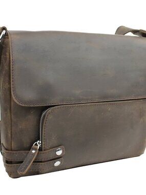 13" Leather Messenger Shoulder Bag L19VB